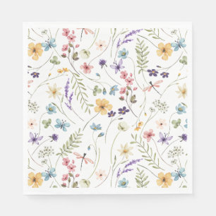 Schöne Blume und Schmetterlinge Serviette