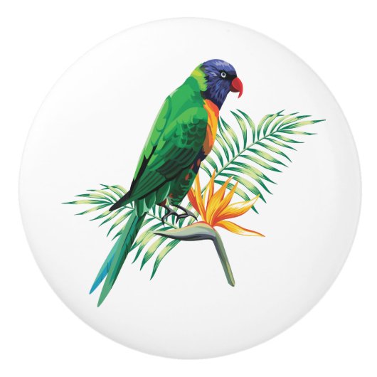 Schöne Blume und Vögel Keramikknauf (Vorderseite)