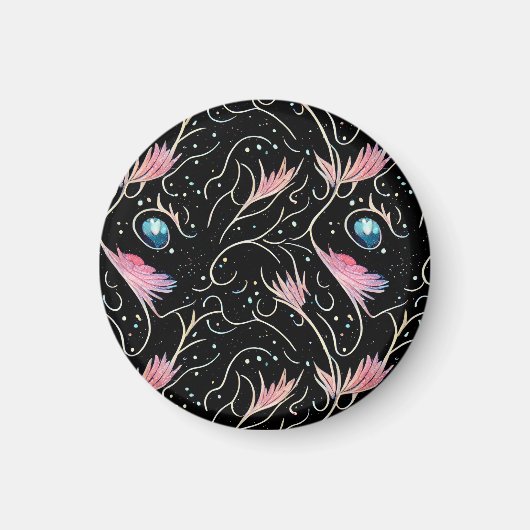 Schöne Blume und Wirbel Muster Magnet (Vorne)