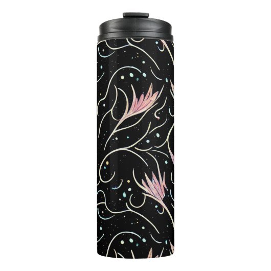 Schöne Blume und Wirbel Muster Thermosbecher (Vorderseite)