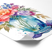 Schöne Blume Vase Clip Art auf weißem Hintergrund Poster (Ecke)