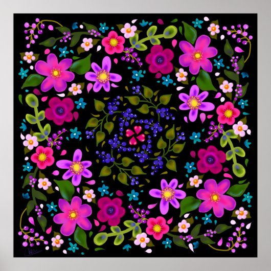 Schöne Blume von Bright Boho Pink und Periwinkle Poster (Vorne)