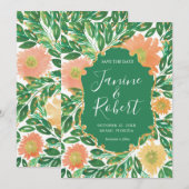 Schöne Blume Wasserfarben Save the Date Einladung (Vorne/Hinten)