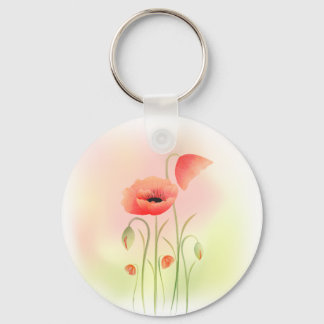 Schöne Blume Watercolor Poppy Schlüsselanhänger