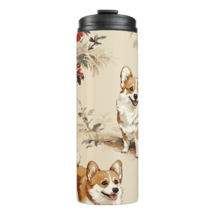 Schöne Blume Weihnachten Corgi Dog Thermosbecher