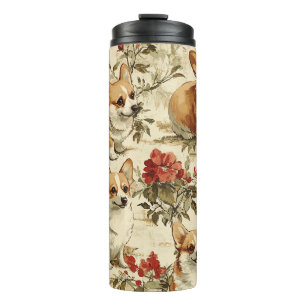 Schöne Blume Weihnachten Corgi Dog Thermosbecher