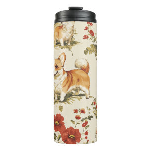 Schöne Blume Weihnachten Corgi Dog Thermosbecher