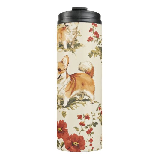 Schöne Blume Weihnachten Corgi Dog Thermosbecher (Vorderseite)