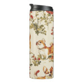 Schöne Blume Weihnachten Corgi Dog Thermosbecher (Nach rechts gedreht)