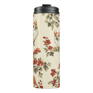 Schöne Blume Weihnachten Corgi Dog Thermosbecher