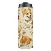 Schöne Blume Weihnachten Corgi Dog Thermosbecher (Vorderseite)
