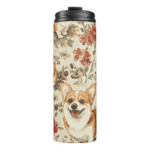 Schöne Blume Weihnachten Corgi Dog Thermosbecher