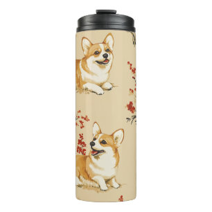 Schöne Blume Weihnachten Corgi Dog Thermosbecher