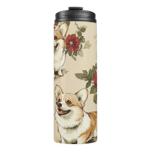 Schöne Blume Weihnachten Corgi Dog Thermosbecher