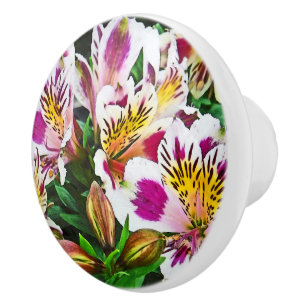 SCHÖNE BLUME/WEISSE, MAGENTA, GELB KERAMIKKNAUF