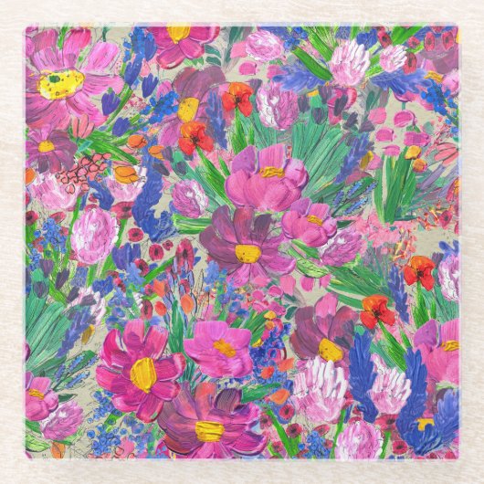 Schöne Blume: Wildblume Glasuntersetzer (Vorderseite)
