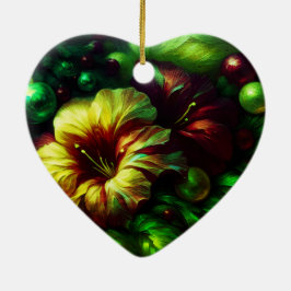 Schöne Blumen auf einem Valentinstag-Baum  Keramik Ornament
