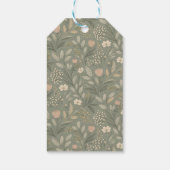 Schöne Blumen auf erdigen Salbeigrün-Tönen Geschenkanhänger (Rückseite)