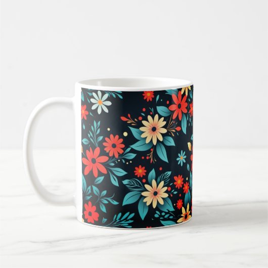 Schöne Blumen Blumenmuster Kaffeetasse (Links)