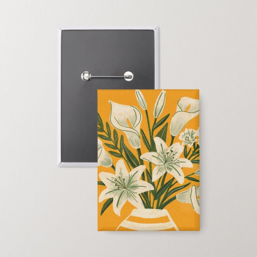 Schöne Blumen Button (Vorderseite/Rückseite)