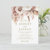 Schöne Blumen Elegante Hochzeit Einladung (Stehend Vorderseite)