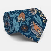 Schöne Blumen in Blau und Beige Krawatte (Gerollt)