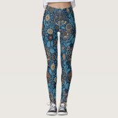 Schöne Blumen in Blau und Beige Leggings (Vorderseite)