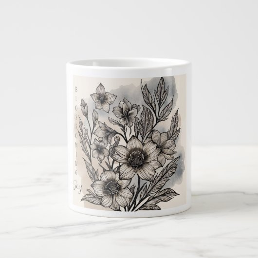 Schöne Blumen Muster, aufblühende Freude Jumbo-Tasse (Vorderseite)
