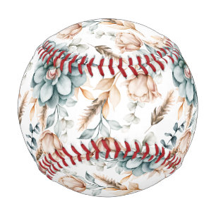 Schöne Blumen nahtlose Muster mit Vintage  Baseball