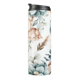 Schöne Blumen nahtlose Muster mit Vintage  Thermosbecher