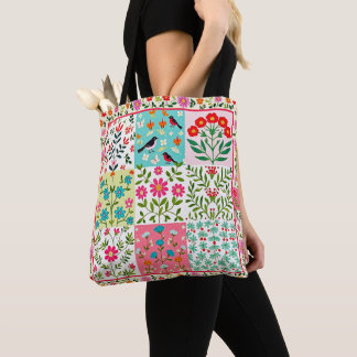 Schöne Blumen Natur Patchwork-Tasche. Tasche
