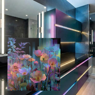 Schöne Blumen Neon-Kunst Fliese