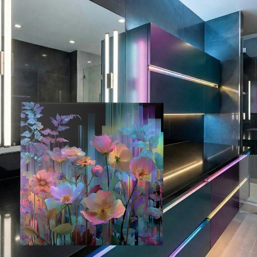 Schöne Blumen Neon-Kunst Fliese