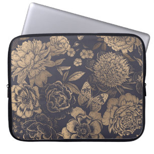 Schöne Blumen Pfingstrosen, Rosen und Schmetterlin Laptopschutzhülle