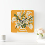 Schöne Blumen Quadratische Wanduhr (Zuhause)