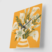 Schöne Blumen Quadratische Wanduhr (Winkel)