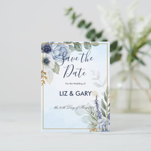 Schöne Blumen Save the Date Postkarte (Stehend Vorderseite)