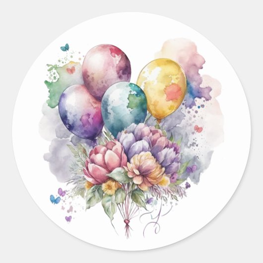 Schöne Blumen und Ballons Aufkleber (Vorderseite)
