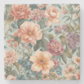 Schöne Blumen Vintage-Blumenmalerei Steinuntersetzer (Vorderseite)