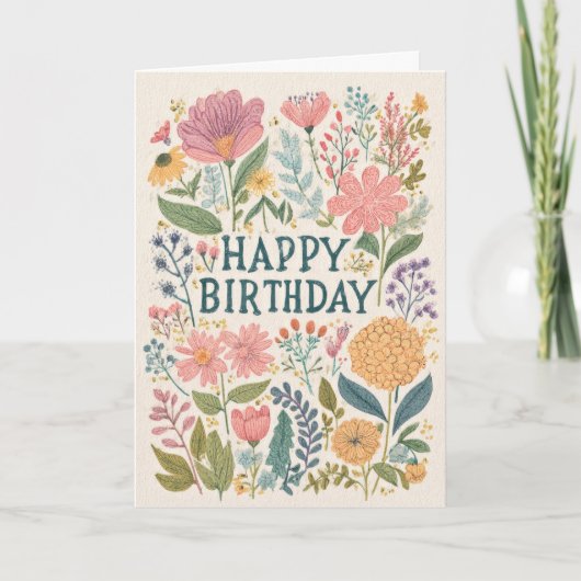Schöne Blumen zum Geburtstag Karte (Vorderseite)
