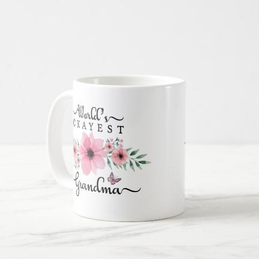 Schöne BlumenAquarell-WeltOkayest Großmutter Kaffeetasse (Vorderseite Links)