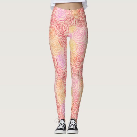 Schöne Blumenblume Kontur Leggings (Vorderseite)