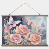 Schöne Blumenbutterfly Kunst, Dichtung und Musik Wandteppich Mit Holzrahmen (Vorne)