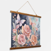 Schöne Blumenbutterfly Kunst, Dichtung und Musik Wandteppich Mit Holzrahmen (Gewinkelt)