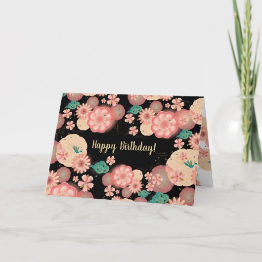 Schöne Blumendekoration Rosa Garten Blume Dankeskarte (Vorderseite)