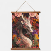 Schöne Blumendragons Wandteppich Mit Holzrahmen (Vorderseite 3)