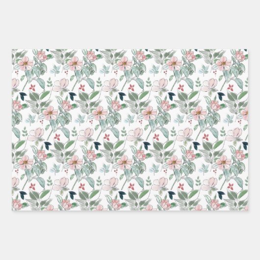 Schöne Blumendrucke Geschenkpapier Set (Vorderseite 3)