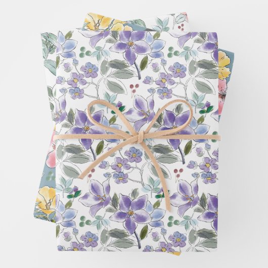 Schöne Blumendrucke Geschenkpapier Set (Beispiel)