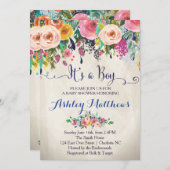 Schöne Blumendusche, Baby Einladung (Vorne/Hinten)