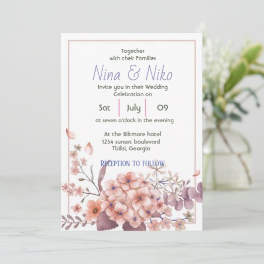 schöne Blumenempfehlung Einladung (Stehend Vorderseite)